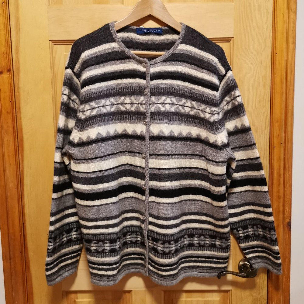 Karen Scott 100% Wool Cardigan Size 2X-Made in Australia